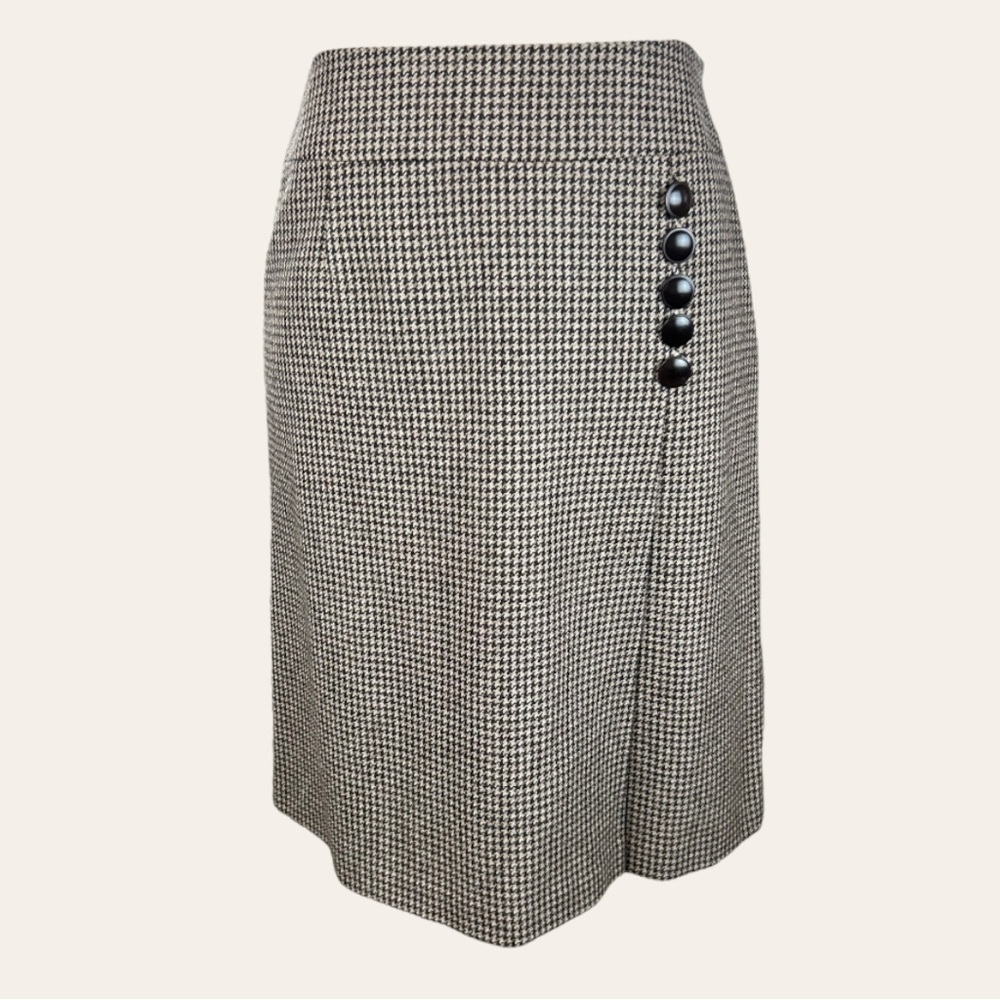 Talbots Academia Tweed Houndstooth Wool A Line Skirt Size 4 Petite​